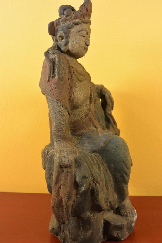 Holz Statuetten aus China Guanyin Meditationshaltung 5