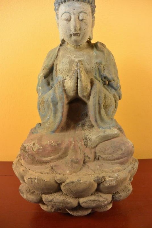 Holz Statuetten aus China Meditation auf einer Lotusblume 3