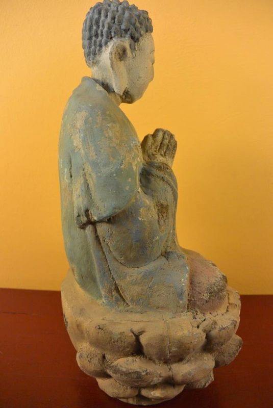 Holz Statuetten aus China Meditation auf einer Lotusblume 4
