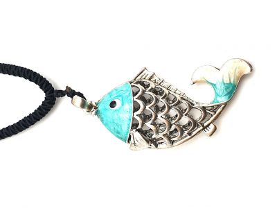 Collier chinois Poisson bleu