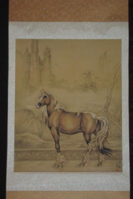 Peinture chinoise sur soie Cheval