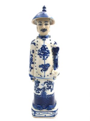Mandarin-Chinesisch weiss und blau Porzelanstatur