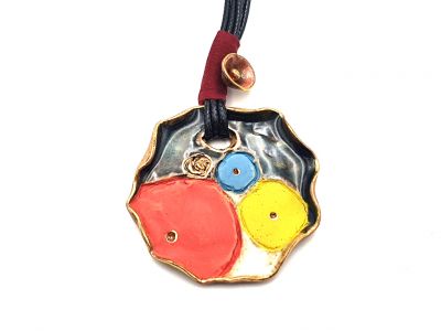 Grand Pendentif Nénuphar Couleur en Céramique