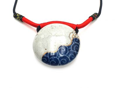 Tibetan Round Pendant in Ceramic