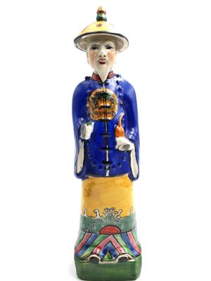 Statue Mandarin Chinois debout polychrome