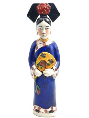 Statue Imperatrice Chinoise debout polychrome