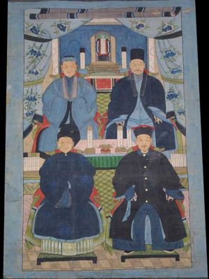 Ancien grand portrait d'ancêtres chinois Ancien grand portrait d'ancêtres chinois