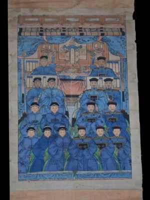 Ancien grand portrait d'ancêtres chinois Dynastie Qing Ancien grand portrait d'ancêtres chinois Dynastie Qing