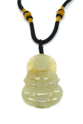 Pendentif en Jade Grand Bouddha Blanc