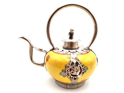 Théière Chinoise en porcelaine Jaune