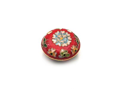 Très Petite Boite en Cloisonnée Chinoise Rouge