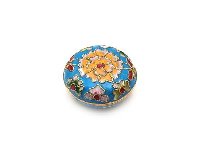 Très Petite Boite en Cloisonnée Chinoise Bleue Ciel