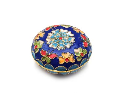 Petite Boite en Cloisonnée Chinoise Bleue