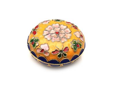 Petite Boite en Cloisonnée Chinoise Jaune