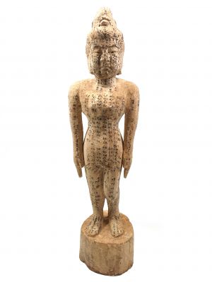 Grande Statue Femme Acupuncture Médecine Chinoise - Bois
