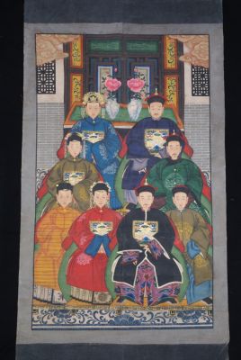 Grand Portrait d'ancêtres de Chine 8 Personnages Grand Portrait d'ancêtres de Chine 8 Personnages