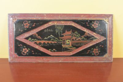Plaque en bois Chinoise Peinture Pagode Plaque en bois Chinoise Peinture Pagode