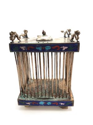 Ancienne cage à grillon Chinoise Cloisonnée Bleue Ancienne cage à grillon Chinoise Cloisonnée Bleue