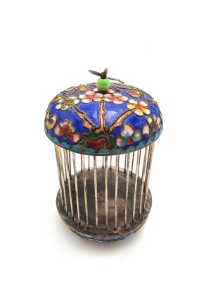 Cage à Grillons en Métal Cloisonné Oiseau Bleue Cage à Grillons en Métal Cloisonné Oiseau Bleue