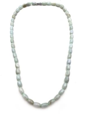 Jade Halskette 68 Oval Jade Perlen