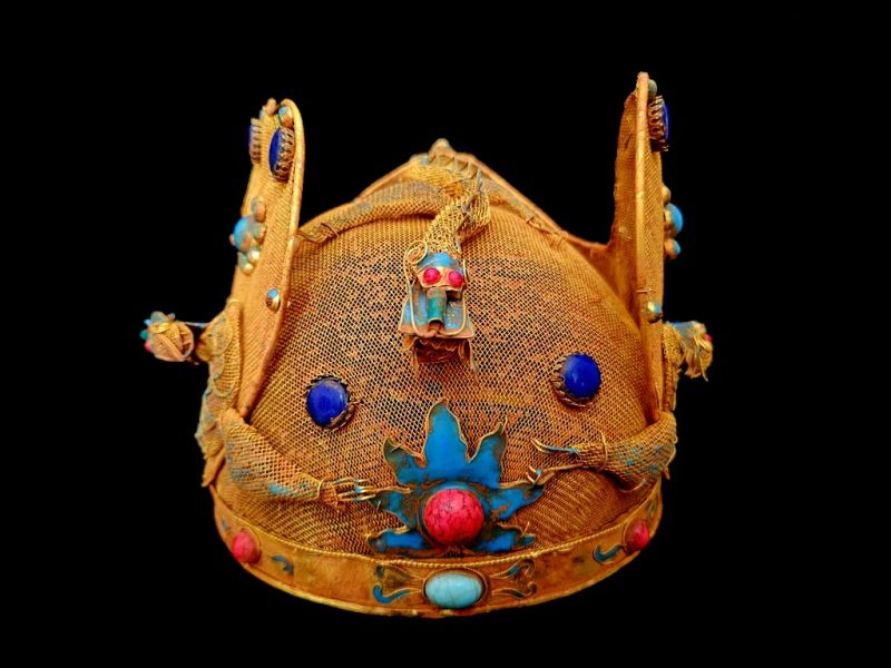 Imperial Theatrical Headdress with Dragon Heads and Turquoise Enamels 2