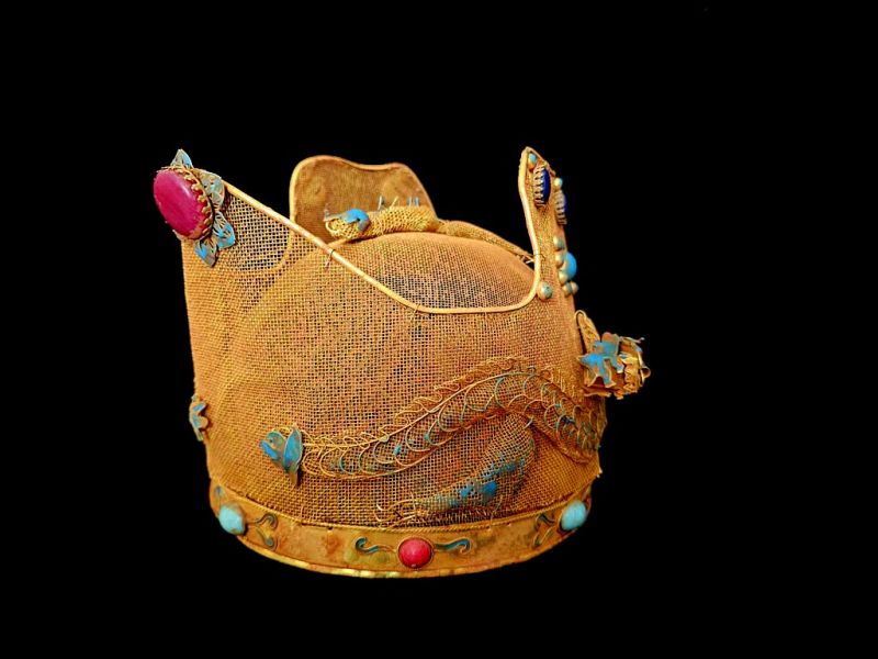 Imperial Theatrical Headdress with Dragon Heads and Turquoise Enamels 4