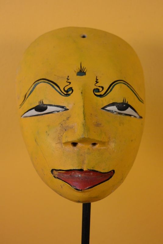 Indonesische Maske - Alte Java-Maske (40 Jahre alt) - Safran Gelb 2
