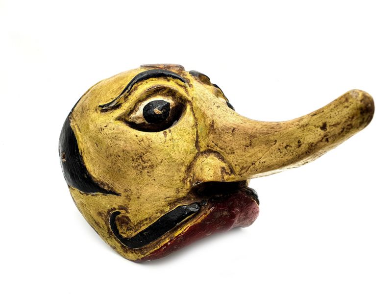 Indonesische Maske - Alte Java-Maske (80 Jahre alt) - Indonesian Theatre - Charakter mit langer Nase 2