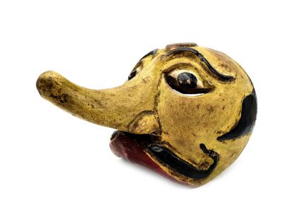 Indonesische Maske - Alte Java-Maske (80 Jahre alt) - Indonesian Theatre - Charakter mit langer Nase