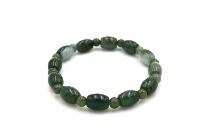 Jade 24 Beads Bracelet - Oval and round beads 2