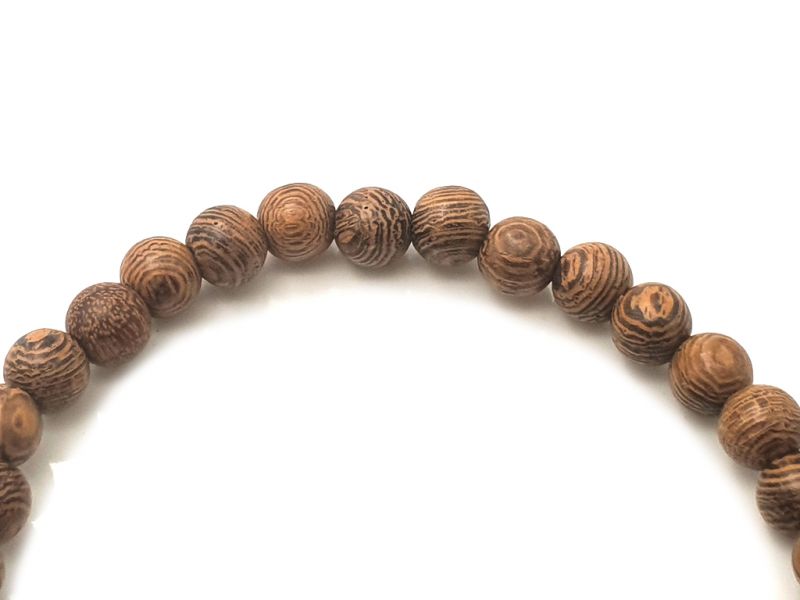 Jade and wood Bracelet - 6mm - African rosewood and brown jade 3