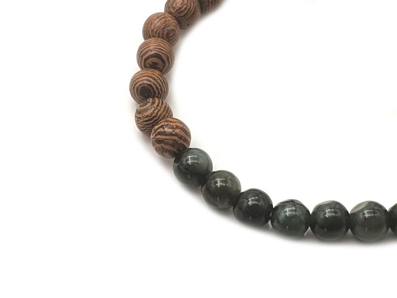 Jade and wood Bracelet - 6mm - African rosewood and imperial jade 2