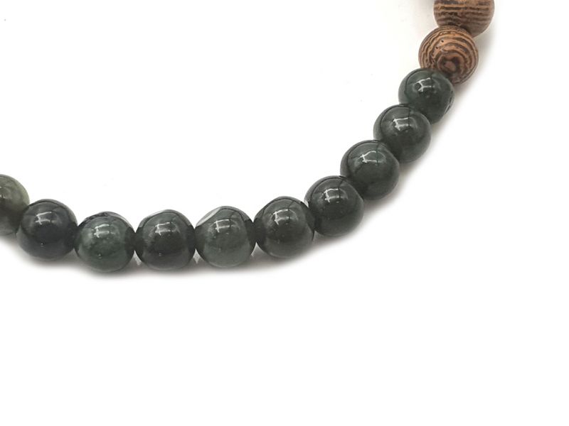 Jade and wood Bracelet - 6mm - African rosewood and imperial jade 3