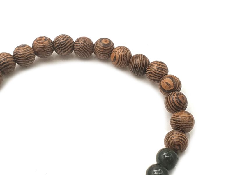 Jade and wood Bracelet - 6mm - African rosewood and imperial jade 4
