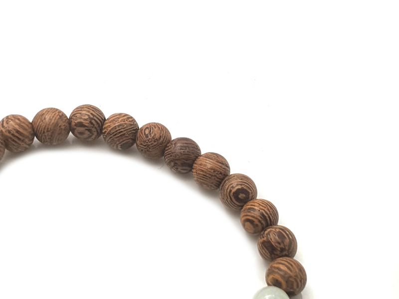 Jade and wood Bracelet - 6mm - African rosewood and light jade 3