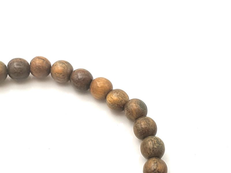 Jade and wood Bracelet - 6mm - Green sandalwood and imperial jade 3