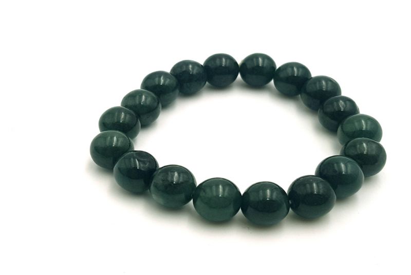 Jade-Armband - 18 Perlen - Dunkelgrün - 10mm Durchmesser 5