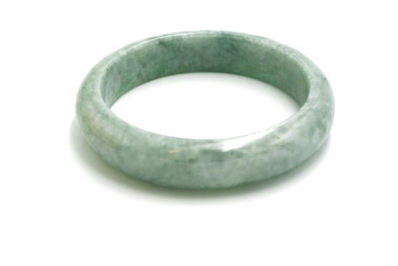 Jade-Armband Klasse A Apfelgrün und Weiß 2