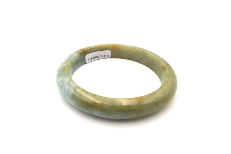 Jade-Armband Klasse A 5,45cm - Braun mit grünen Reflexen 3