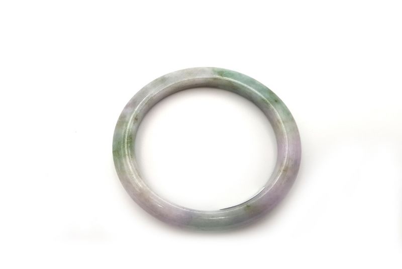 Jade-Armband Klasse A 5,65cm - Apfelgrün und Weiß 2
