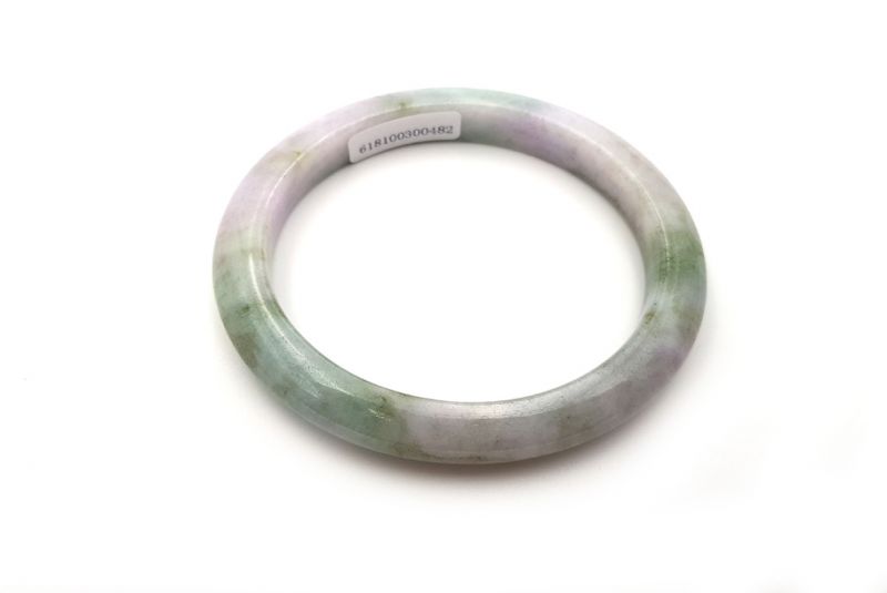 Jade-Armband Klasse A 5,65cm - Apfelgrün und Weiß 4