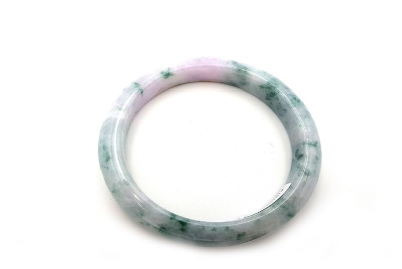 Jade-Armband Klasse A 5,65cm - Weiß und leicht geflecktes Grün 2