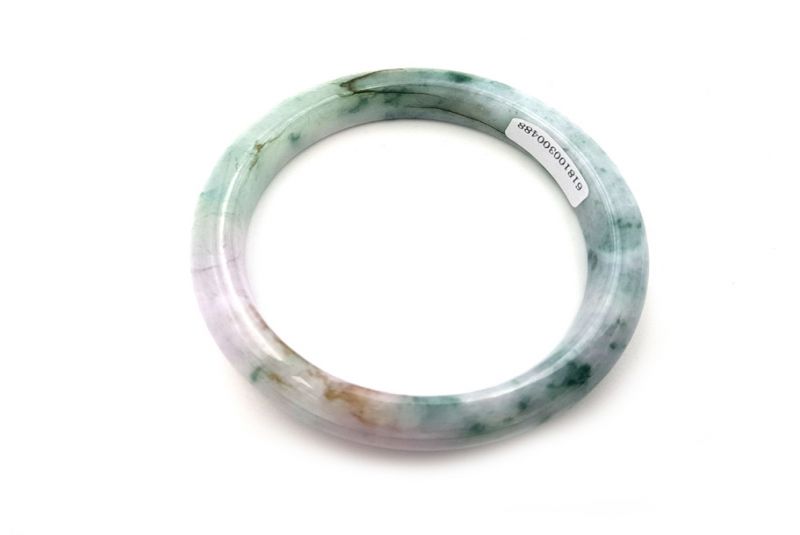 Jade-Armband Klasse A 5,65cm - Weiß und leicht geflecktes Grün 3
