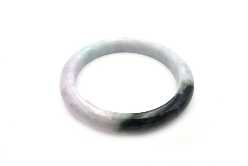 Jade-Armband Klasse A 5,75cm - Dunkelgrün, Hellgrün und Weiß 2