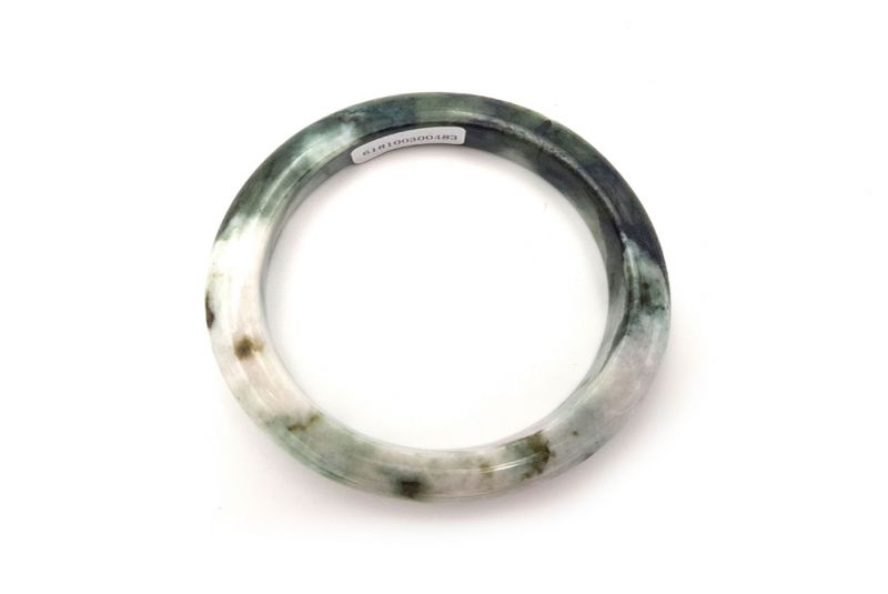 Jade-Armband Klasse A 5,75cm - Weiß und Dunkelgrün 2