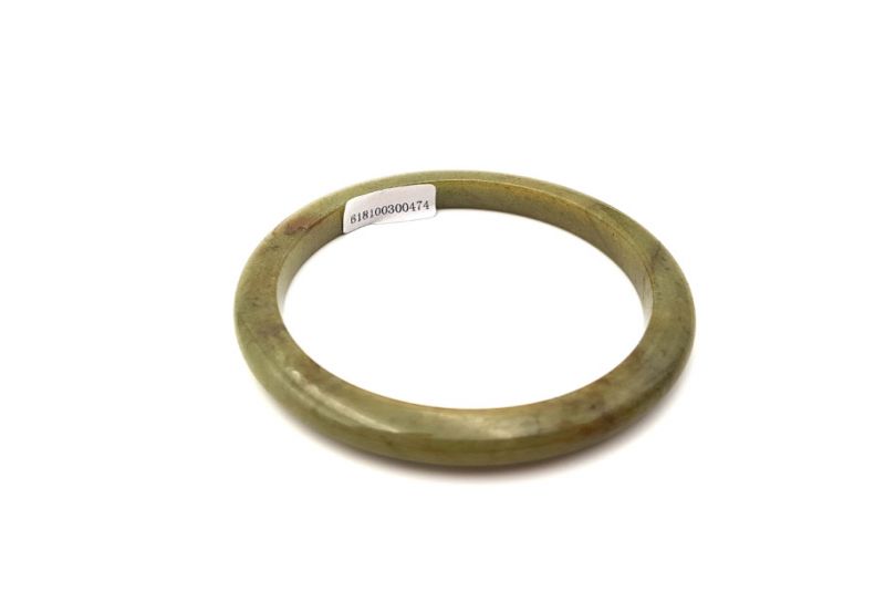 Jade-Armband Klasse A 5,9cm - Grün mit braunen Reflexen 3