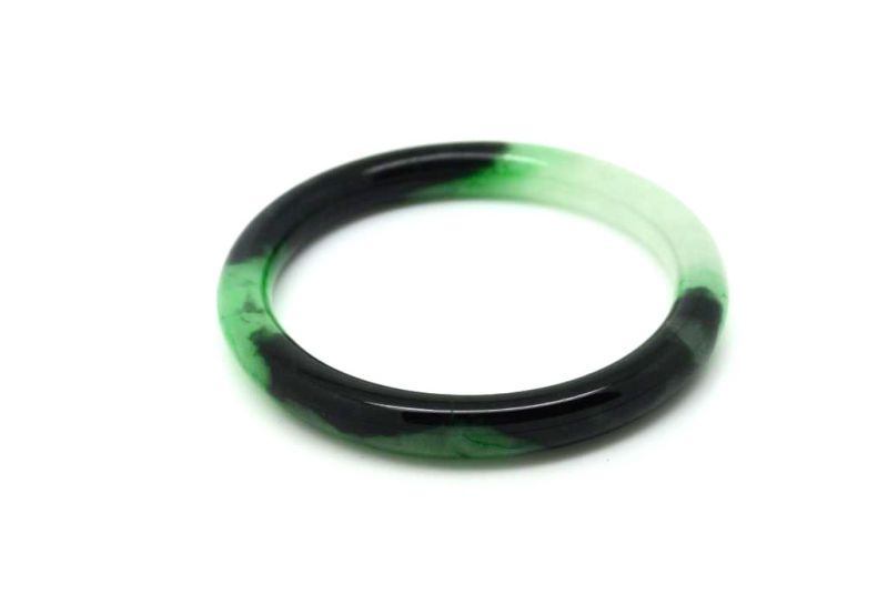 Jade-Armband Klasse A Dunkelgrün / Transparent 5 6cm 3