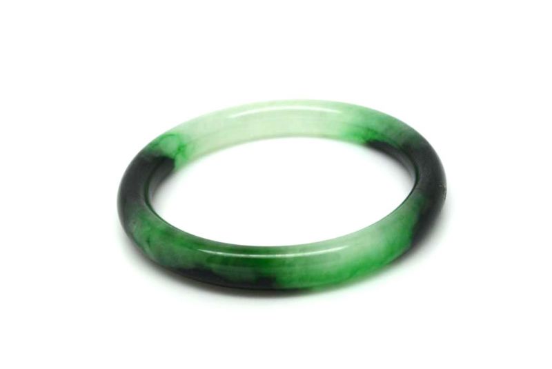 Jade-Armband Klasse A Dunkelgrün / Transparent 5 6cm 4