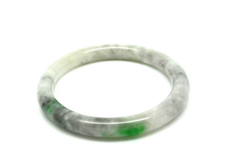 Jade-Armband Klasse A Grau, grün und transparent 5 8cm 2