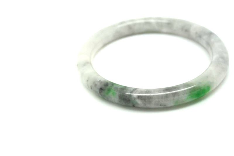 Jade-Armband Klasse A Grau, grün und transparent 5 8cm 3